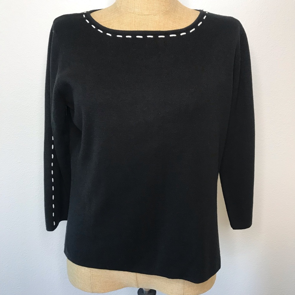World Republic Clothing Co. Black Knit White Thread Contrast Sweater Size XL